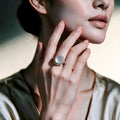 Myanmar White Ice Cabochon Jadeite Ring