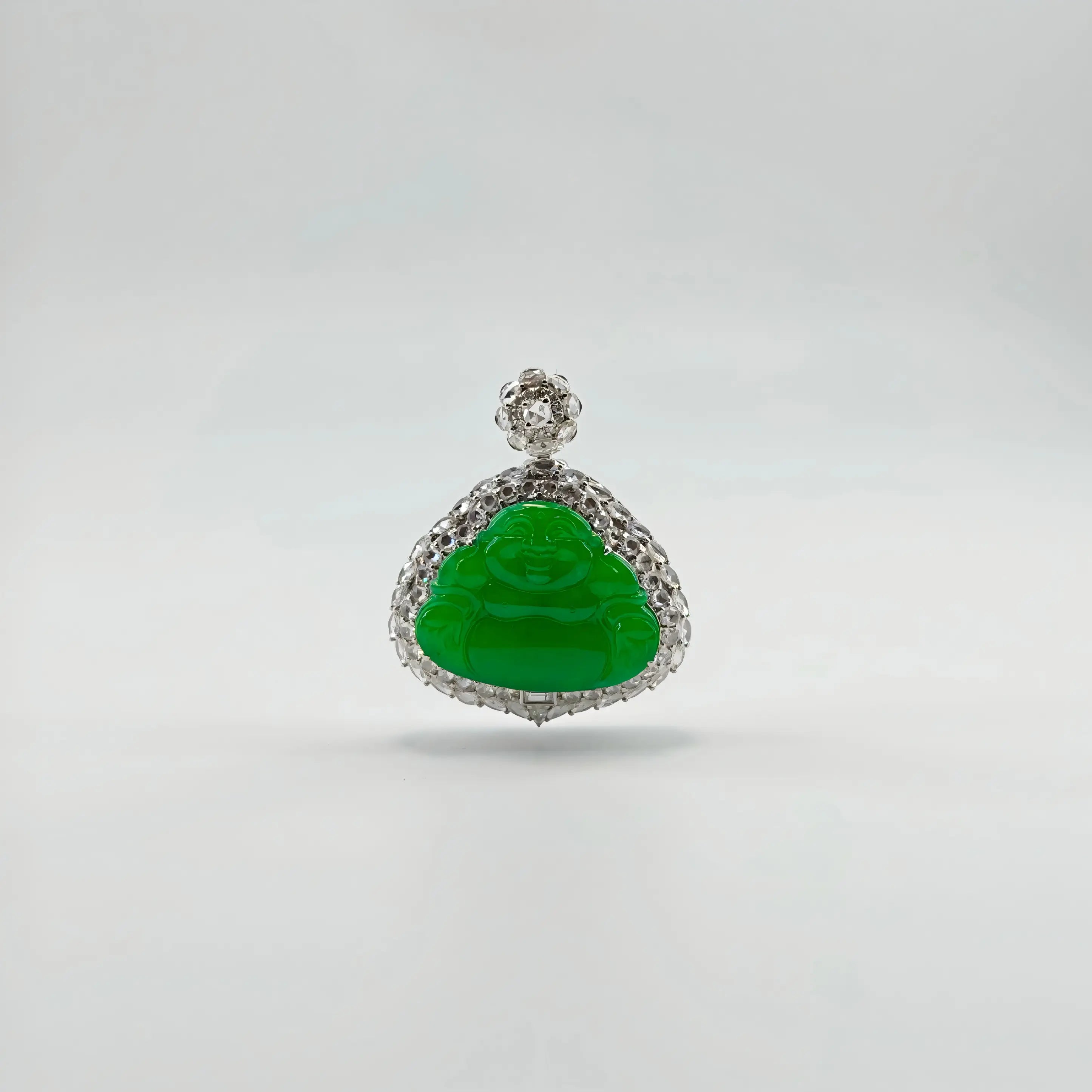 Burmese Vibrant Green Buddha Jadeite Pendant