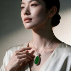 Burmese High-Icy Imperial Green Jadeite Fortune Bean Pendant