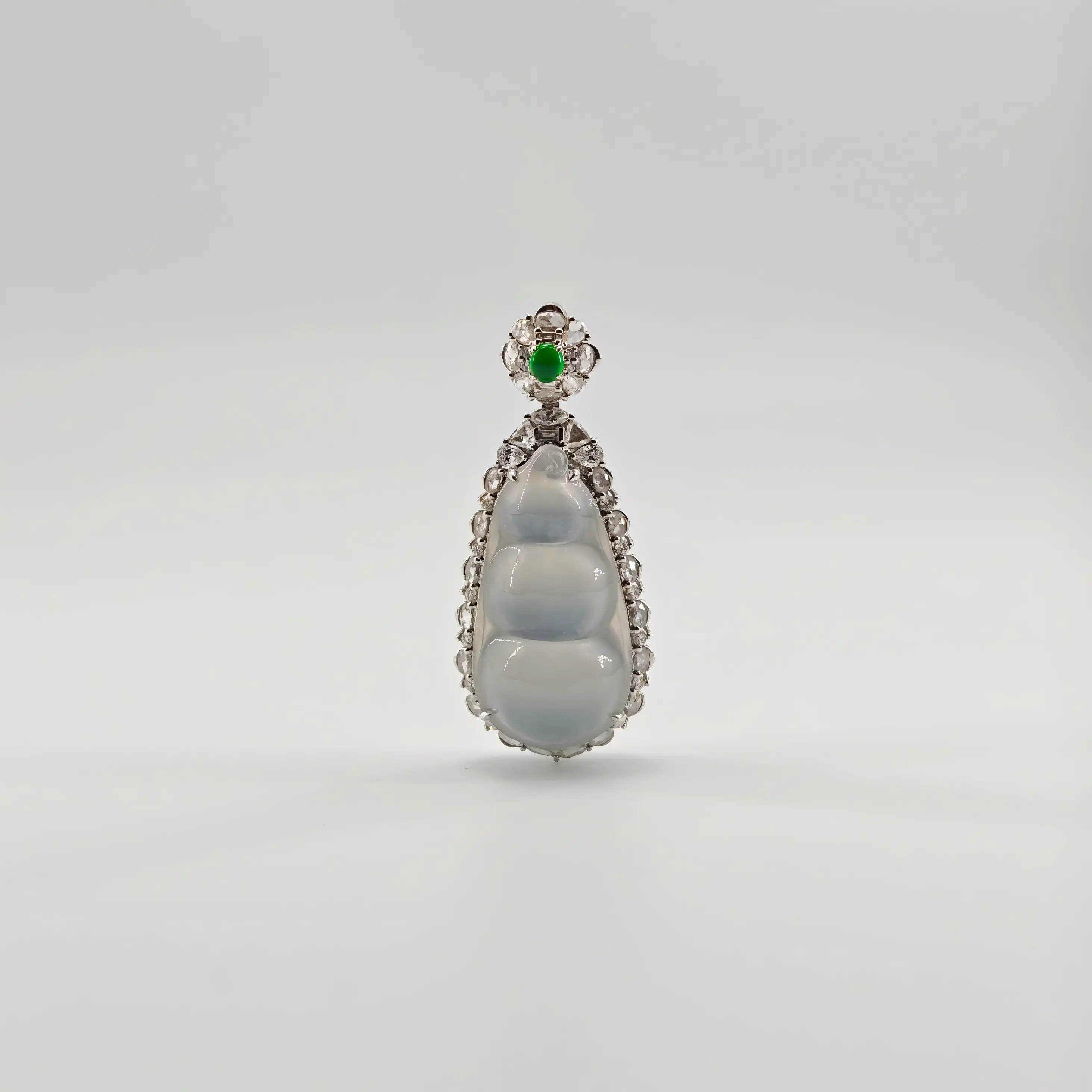 Myanmar White Ice Blessing Bean Jadeite Pendant