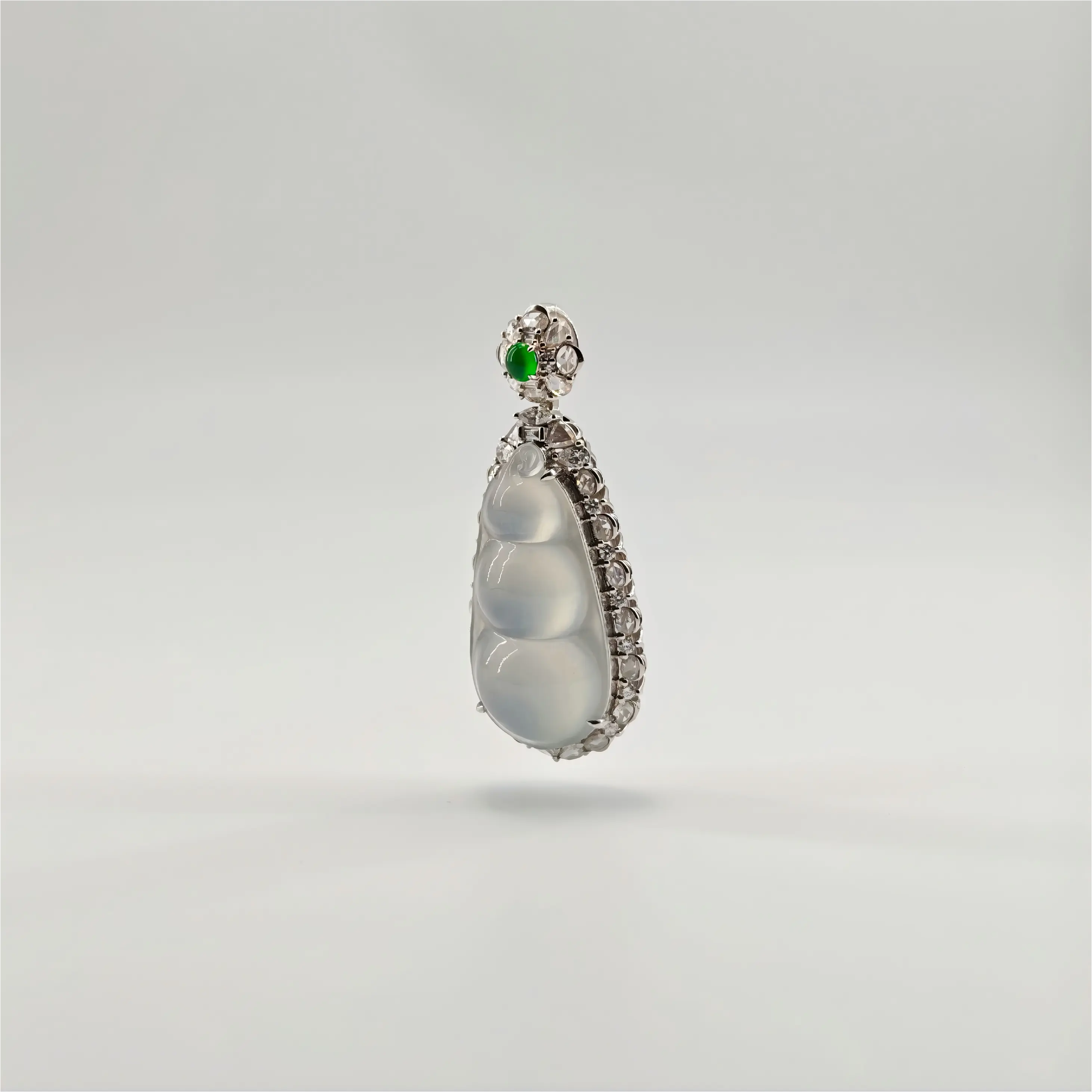Myanmar White Ice Blessing Bean Jadeite Pendant
