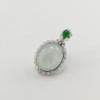 Myanmar White Ice Cabochon Jadeite Pendant