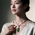 Burmese Imperial Green Jadeite Fortune Bean Necklace Suite
