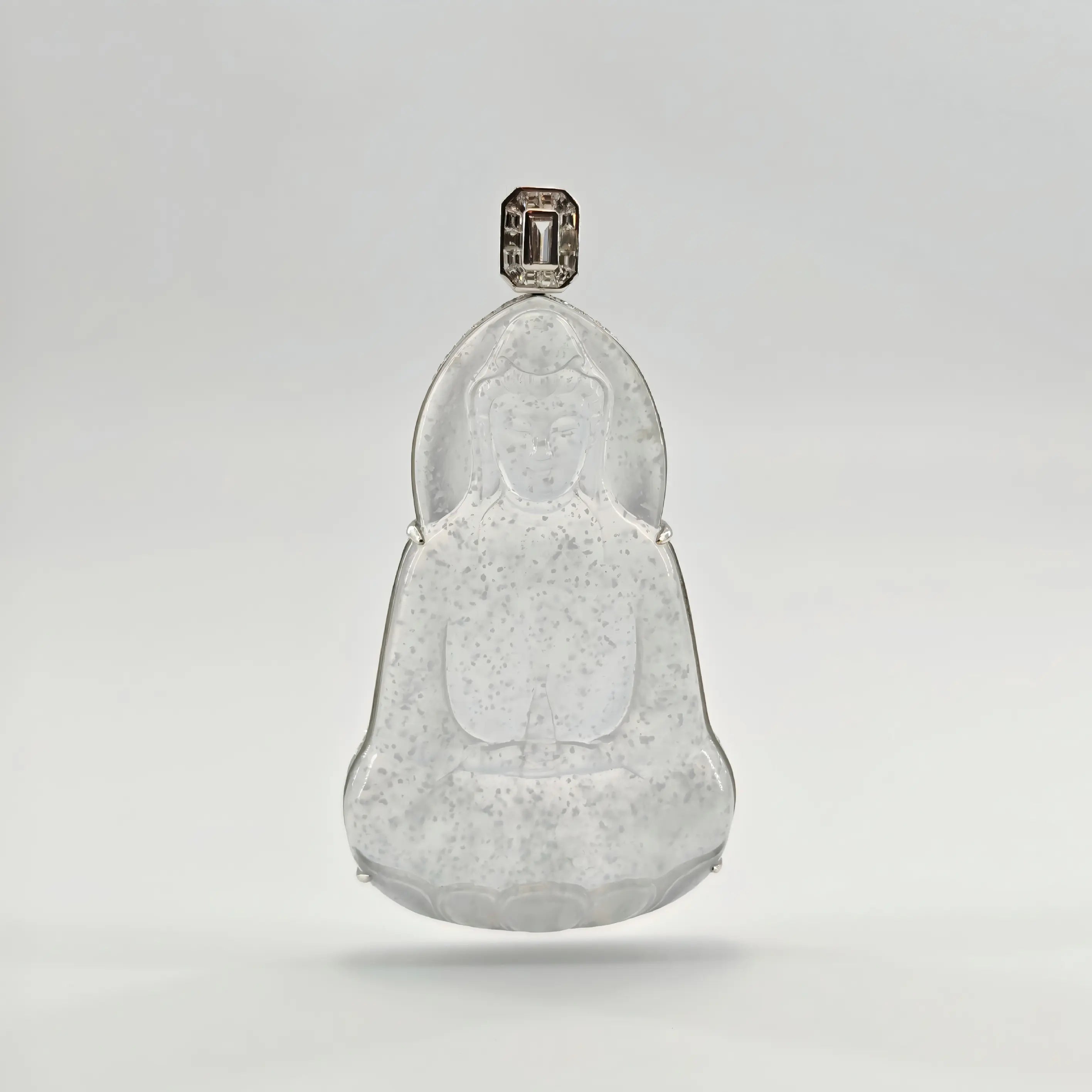 Myanmar Snowflake Cotton Guanyin Jadeite Pendant