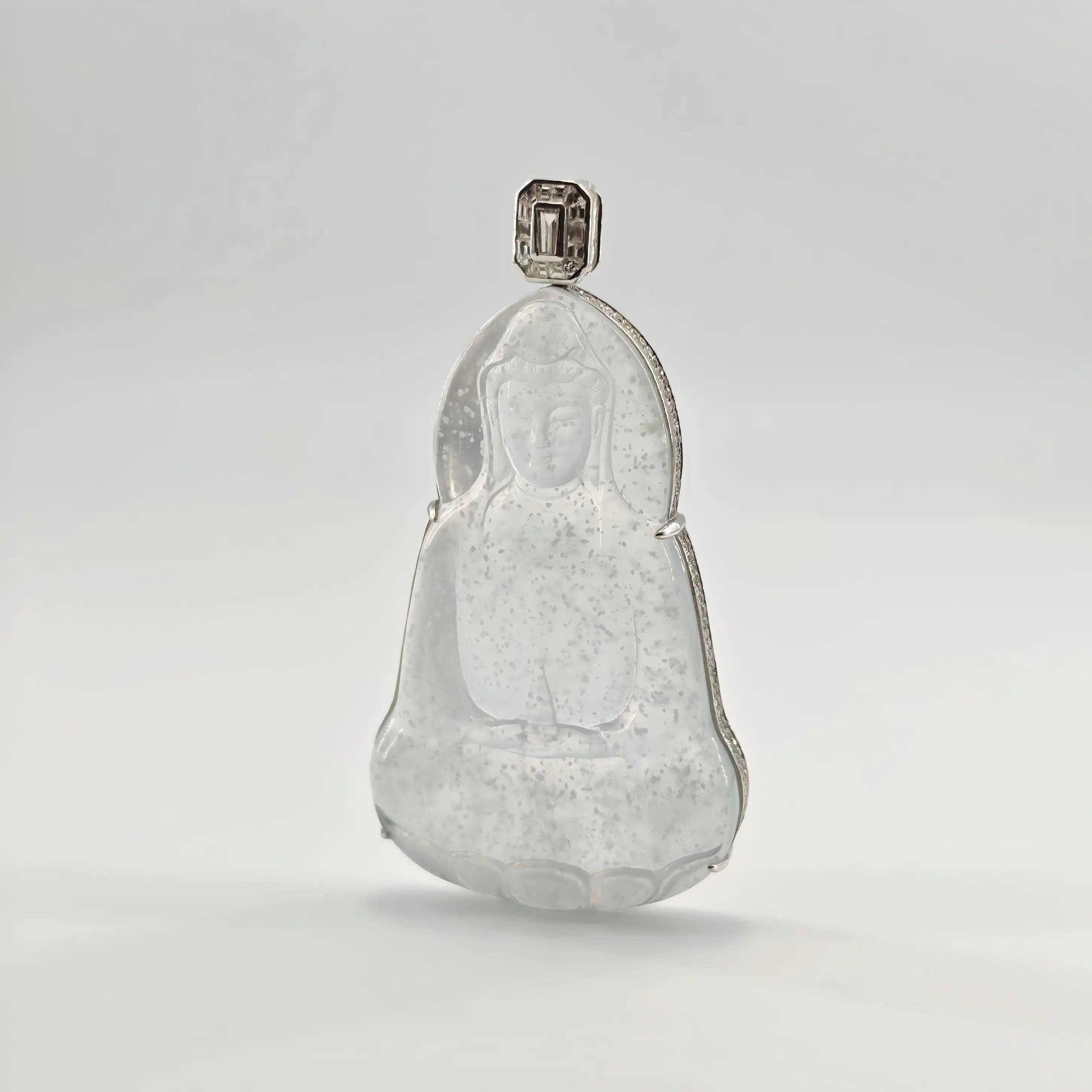 Myanmar Snowflake Cotton Guanyin Jadeite Pendant