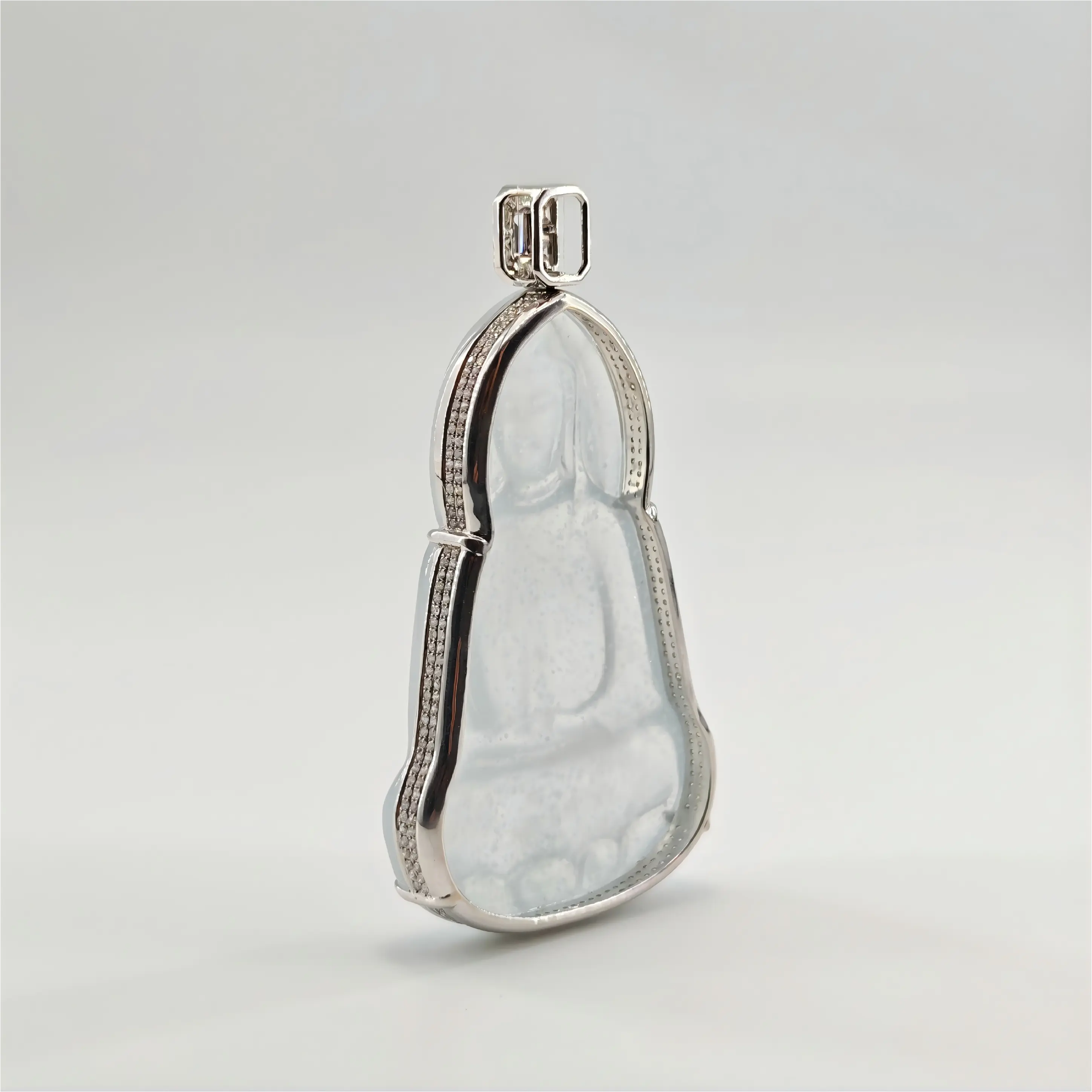 Myanmar Snowflake Cotton Guanyin Jadeite Pendant