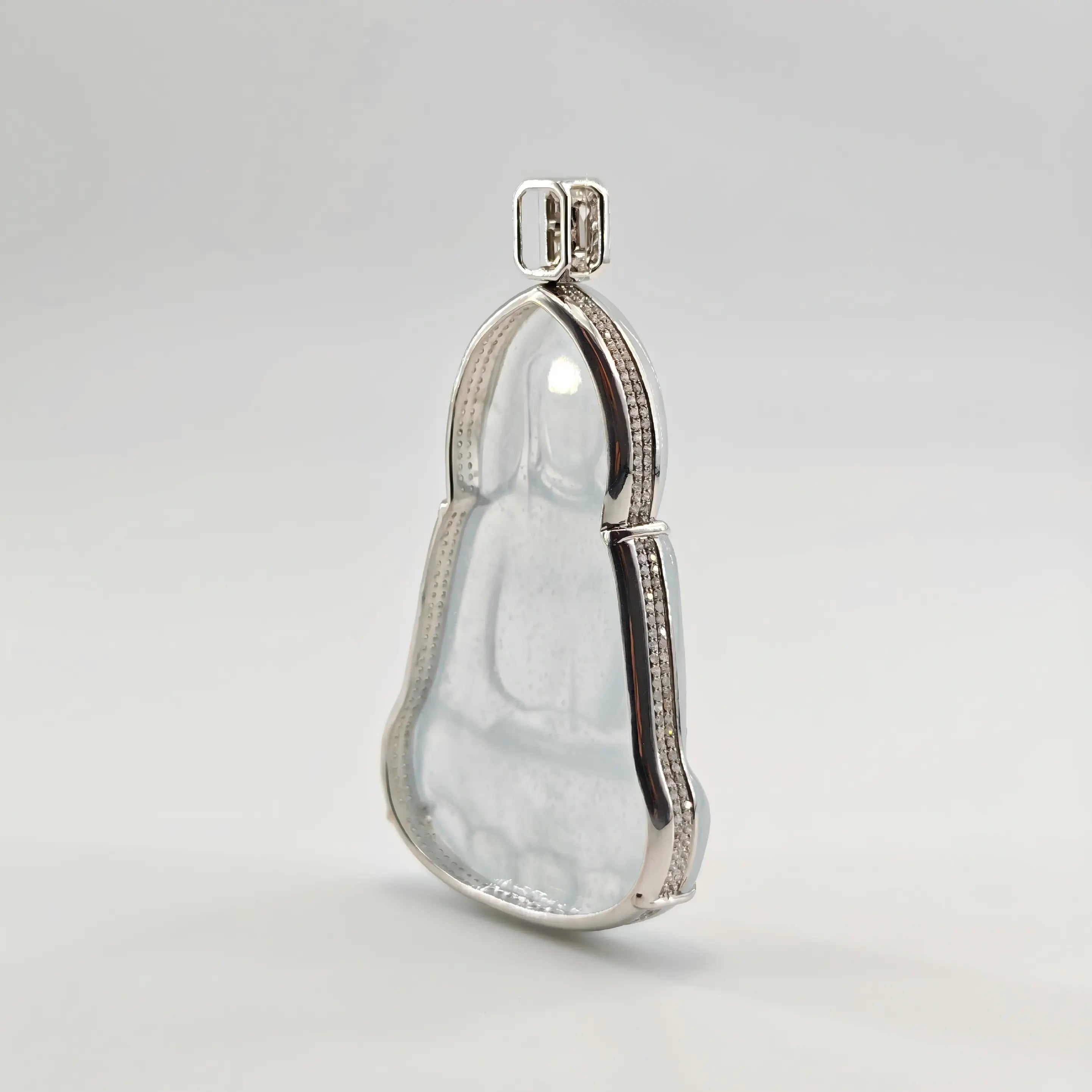Myanmar Snowflake Cotton Guanyin Jadeite Pendant