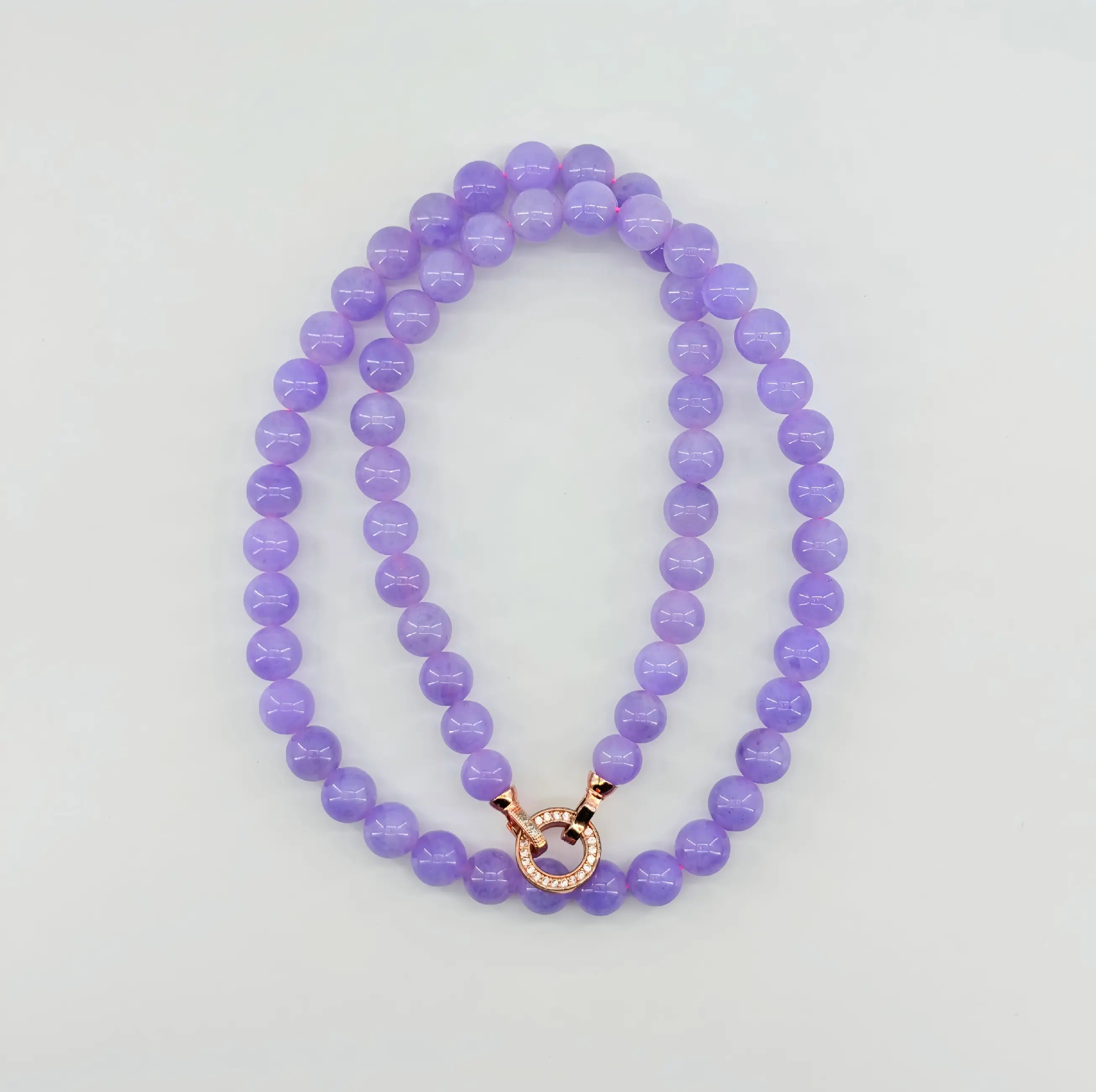 Myanmar Ice Purple Beaded Jadeite Necklace