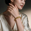 Burmese Imperial Green Filigree Inlaid Jadeite Bangle