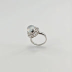 Myanmar White Ice Cabochon Jadeite Ring