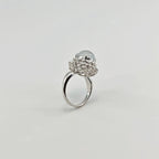 Myanmar White Ice Cabochon Jadeite Ring