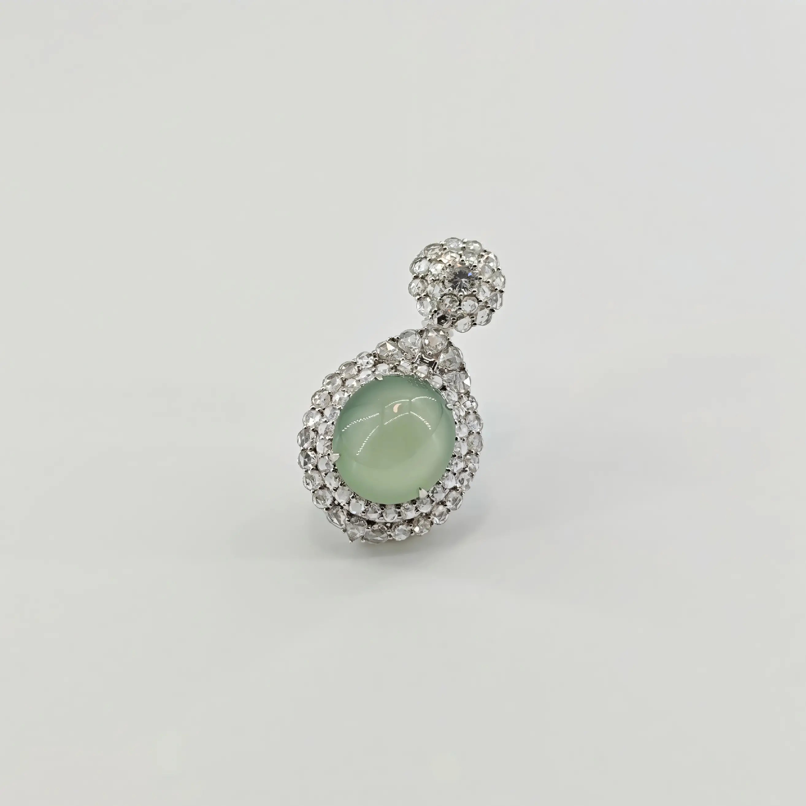 Myanmar Ice Green Cabochon Jadeite Pendant