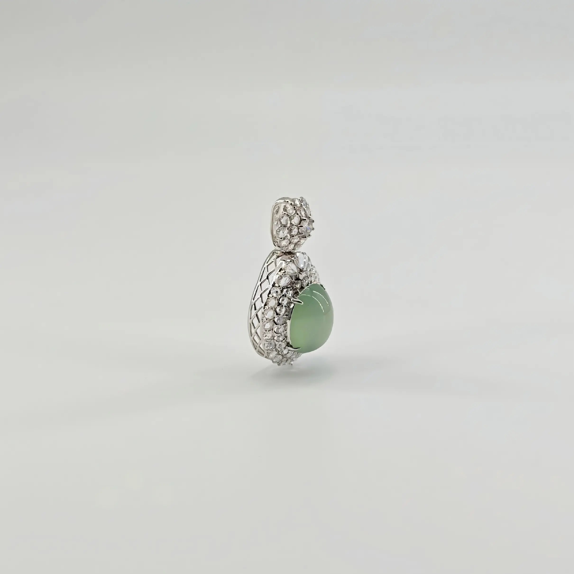 Myanmar Ice Green Cabochon Jadeite Pendant