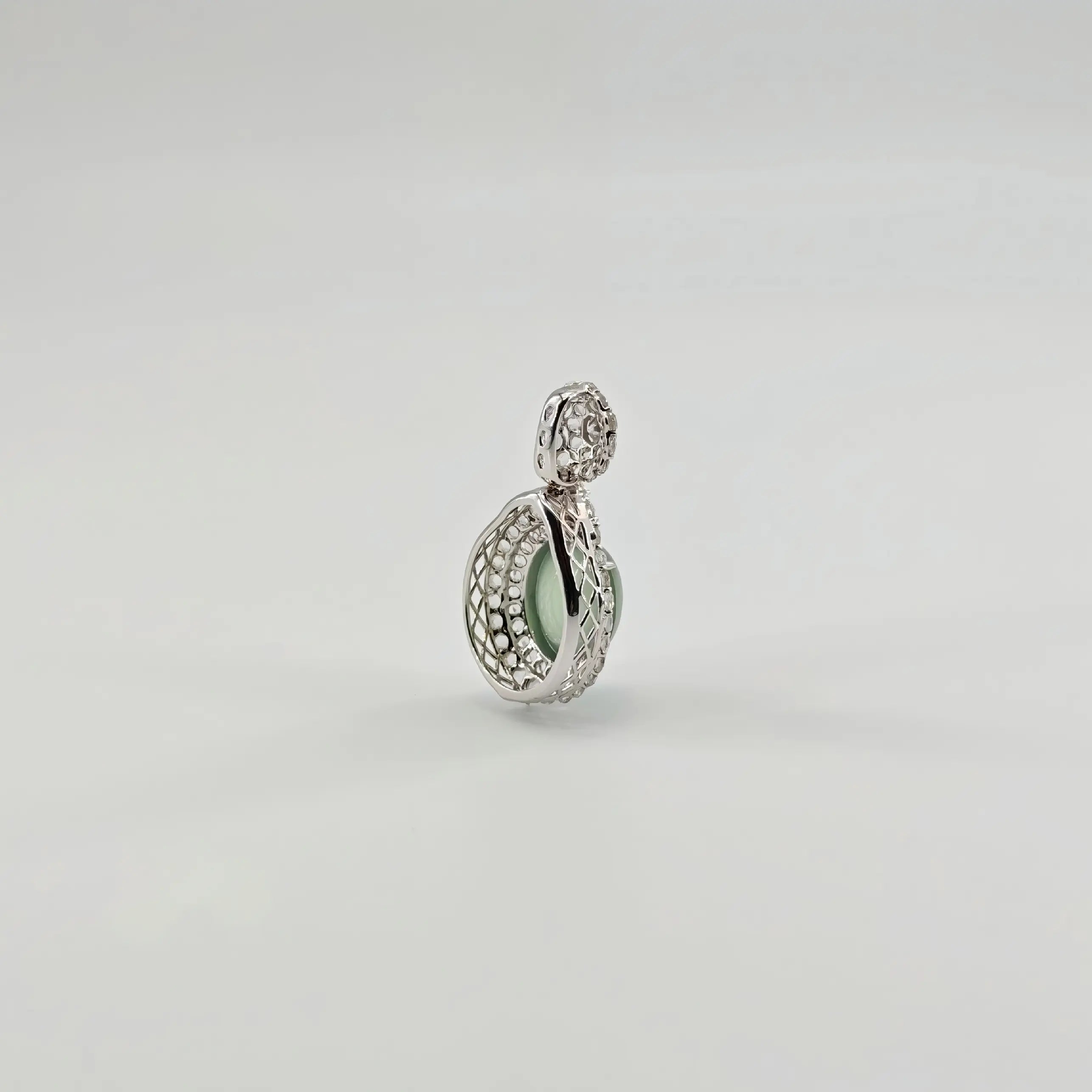 Myanmar Ice Green Cabochon Jadeite Pendant