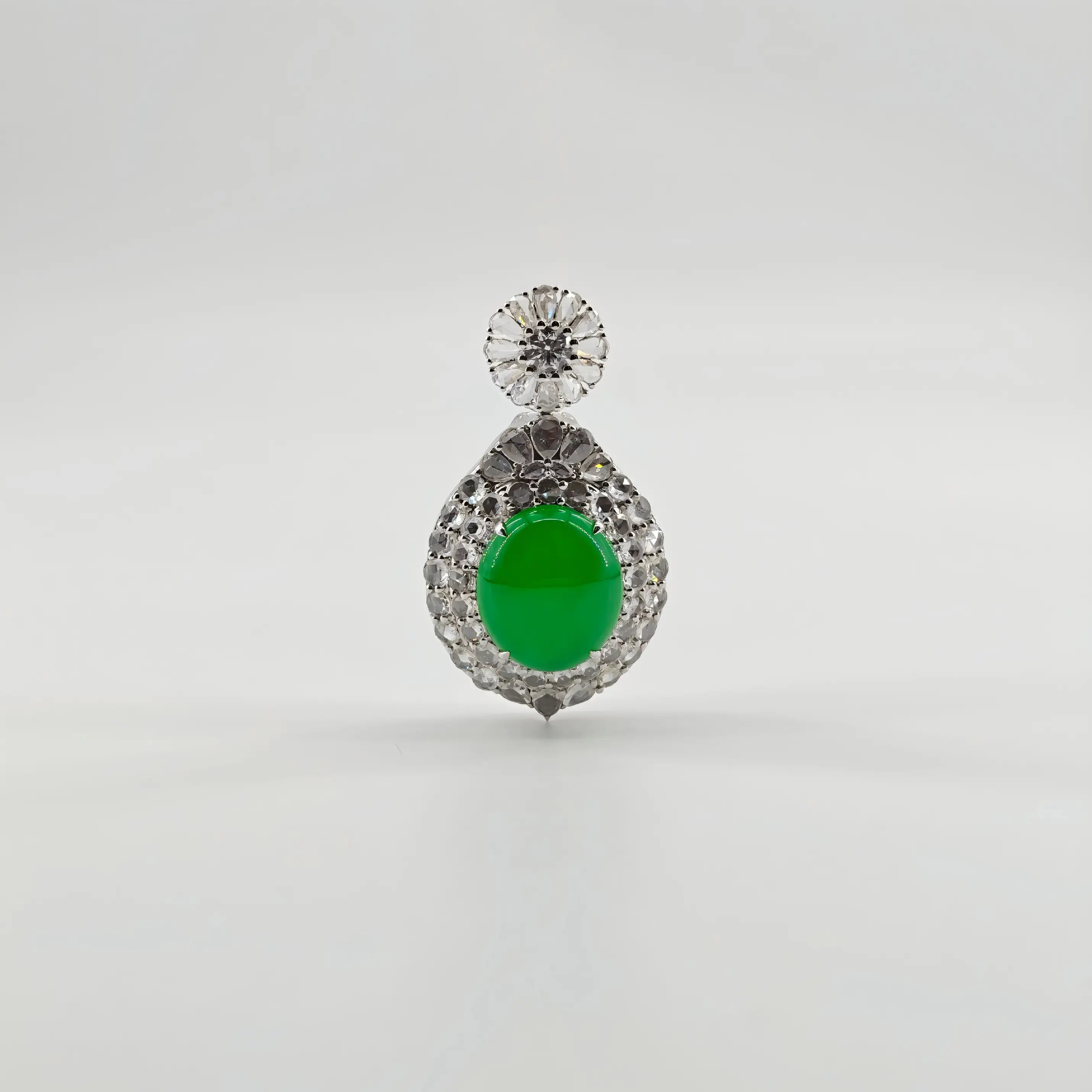 Burmese Vibrant Green Cabochon Jadeite Pendant