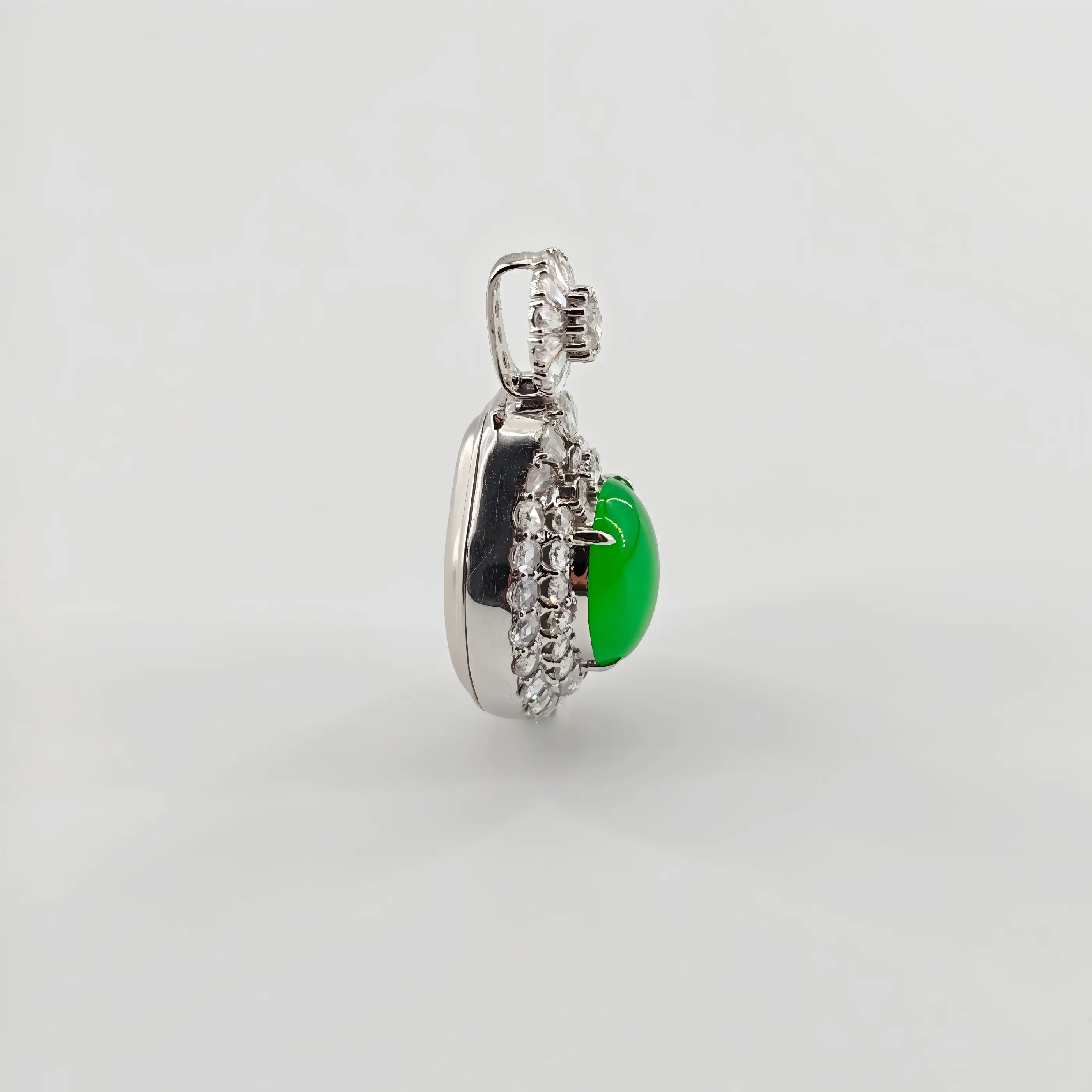 Burmese Vibrant Green Cabochon Jadeite Pendant