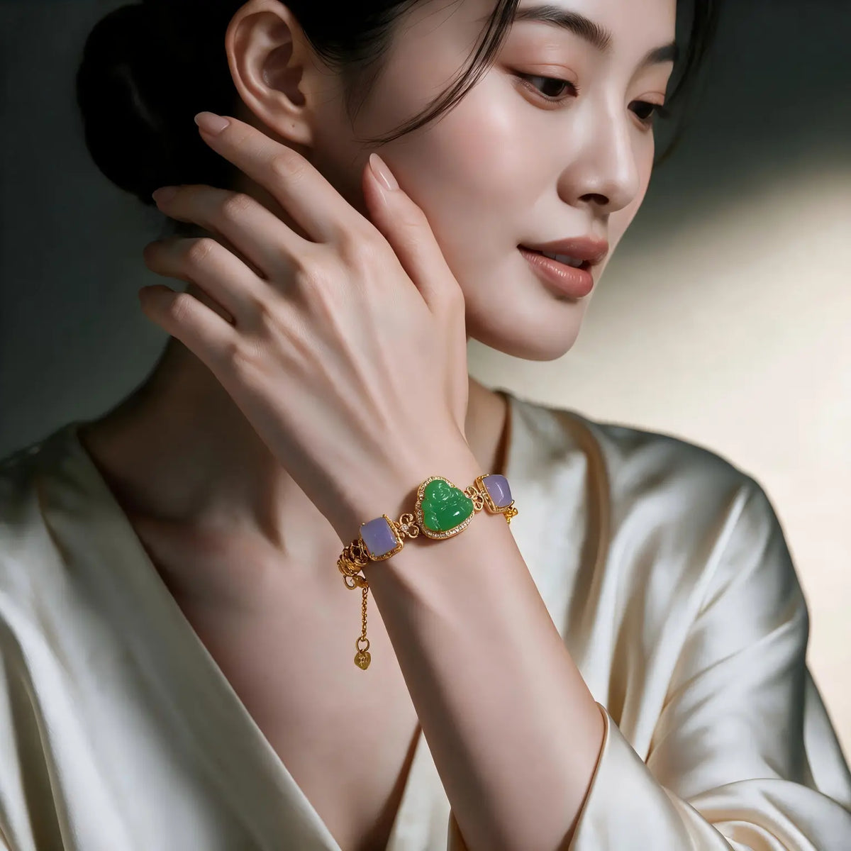 Burmese Icy Multi-Color Jadeite Cabochon Bracelet
