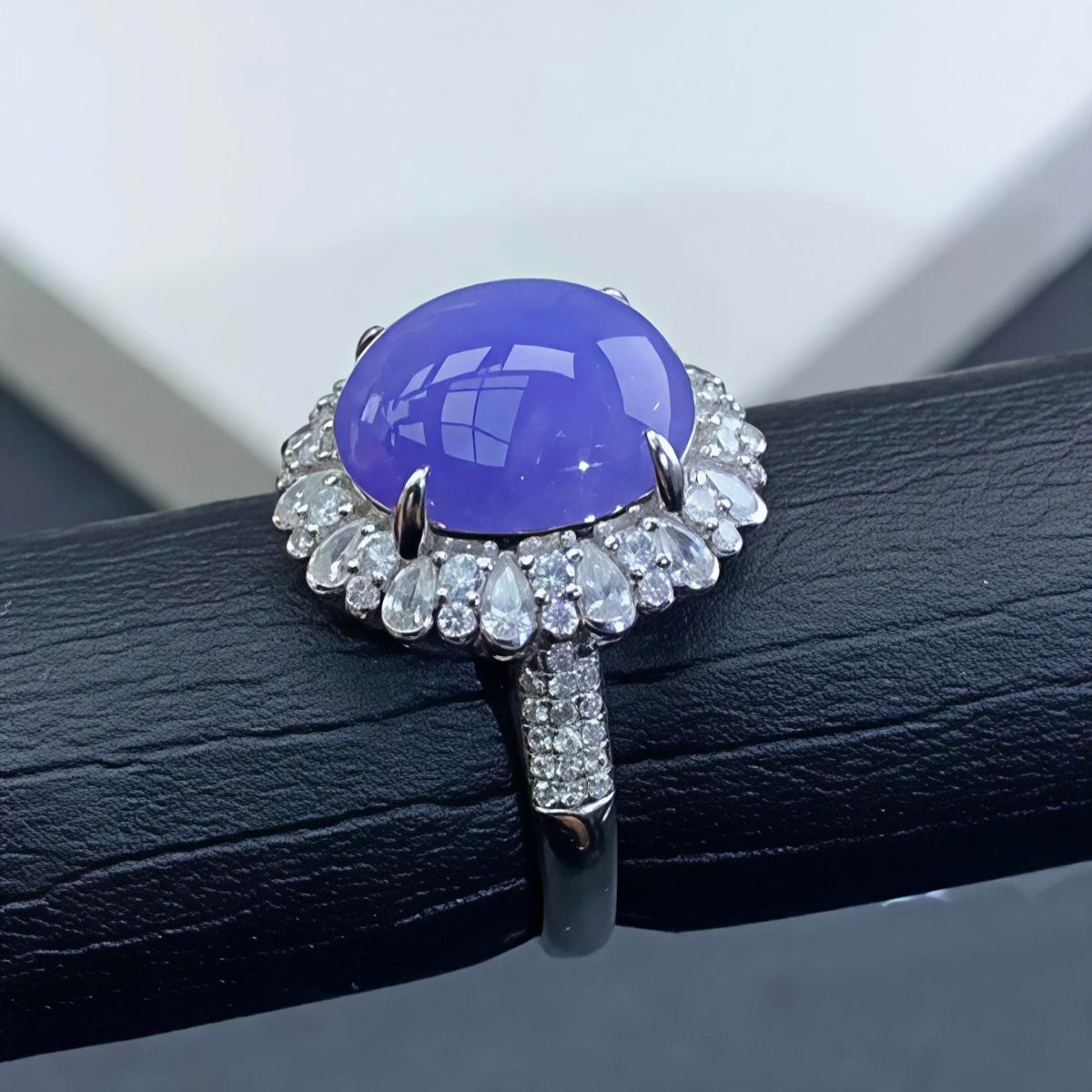Burmese Icy Lavender Jadeite Ring