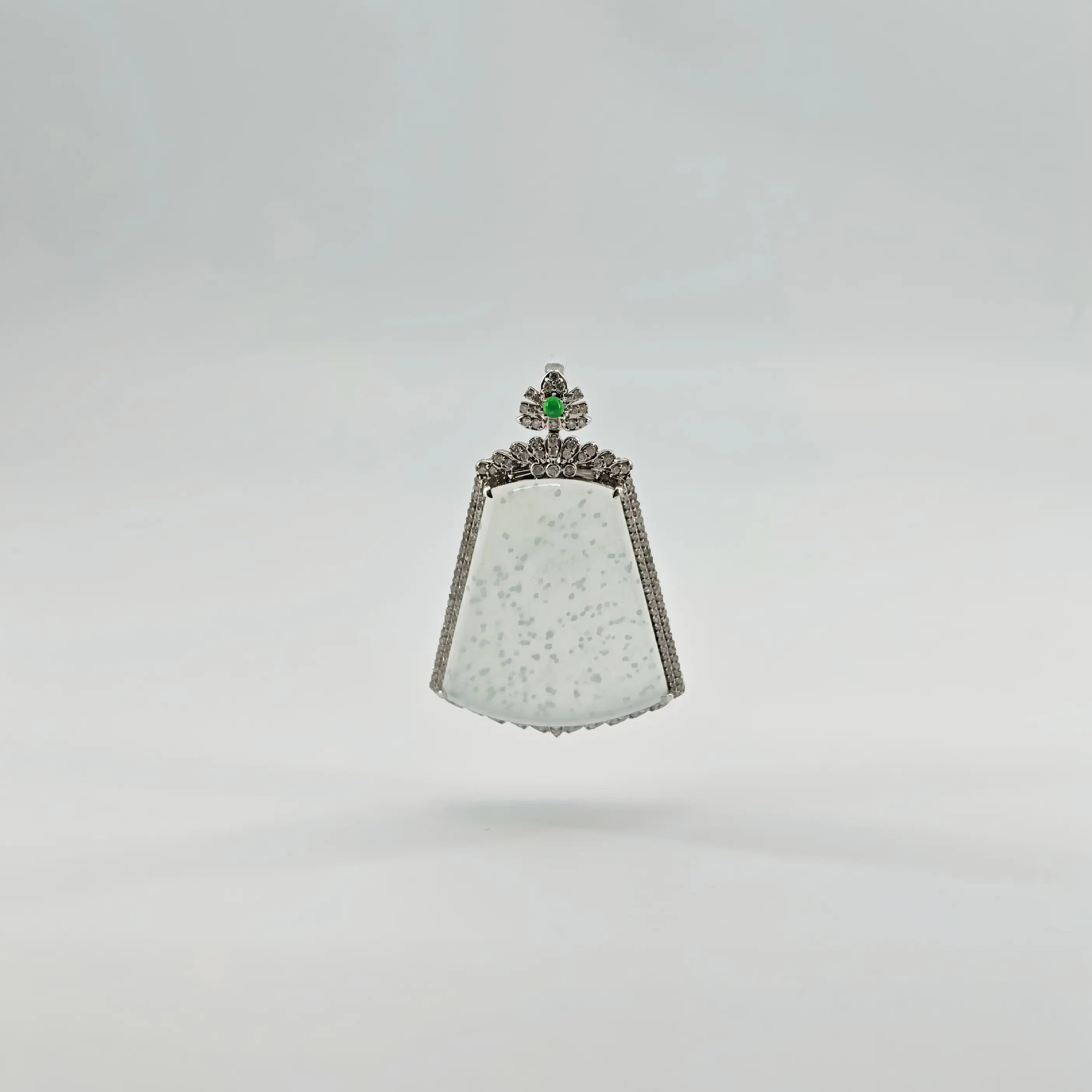 Myanmar Ice Cyan Snowflake Cotton Plain Plaque Jadeite Pendant