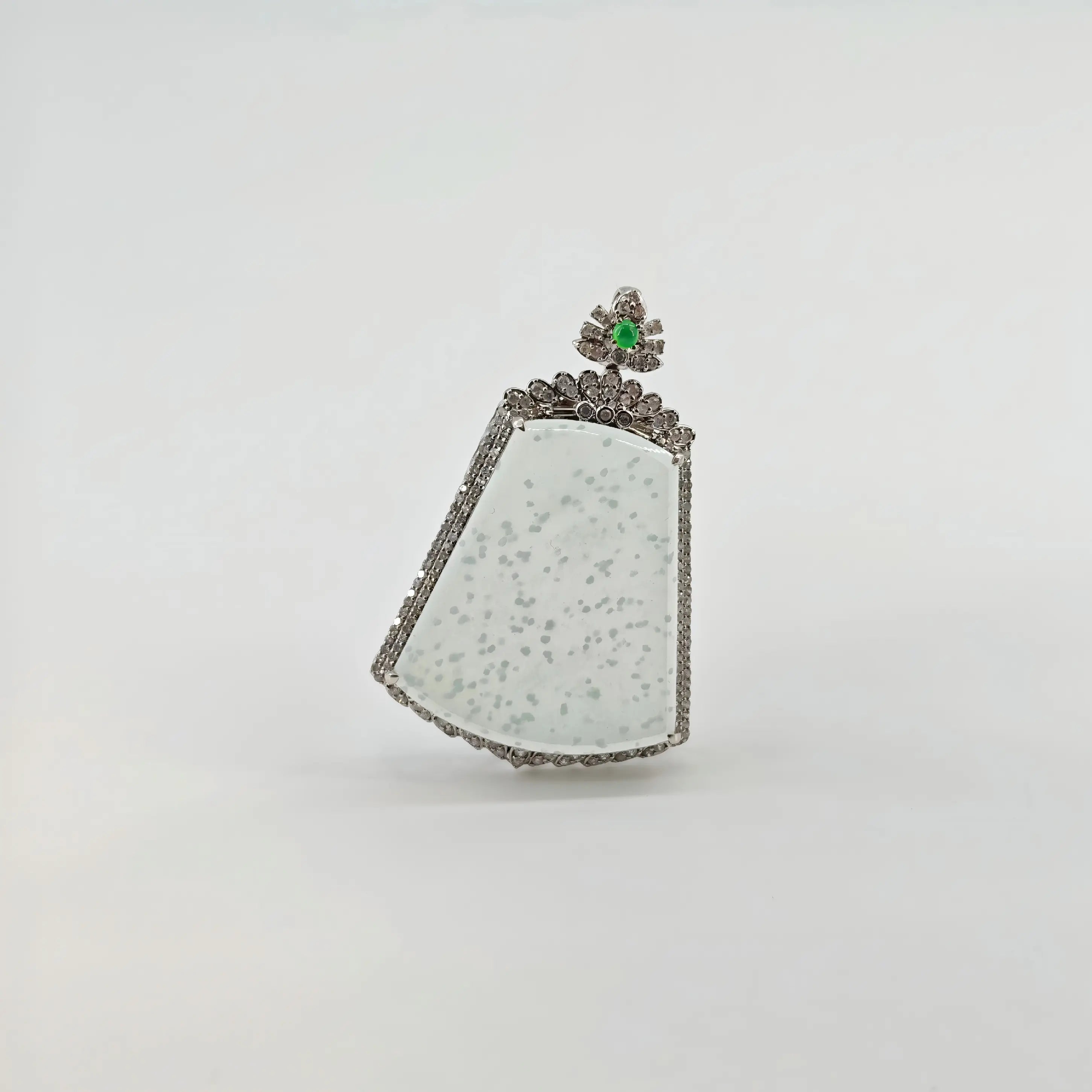 Myanmar Ice Cyan Snowflake Cotton Plain Plaque Jadeite Pendant