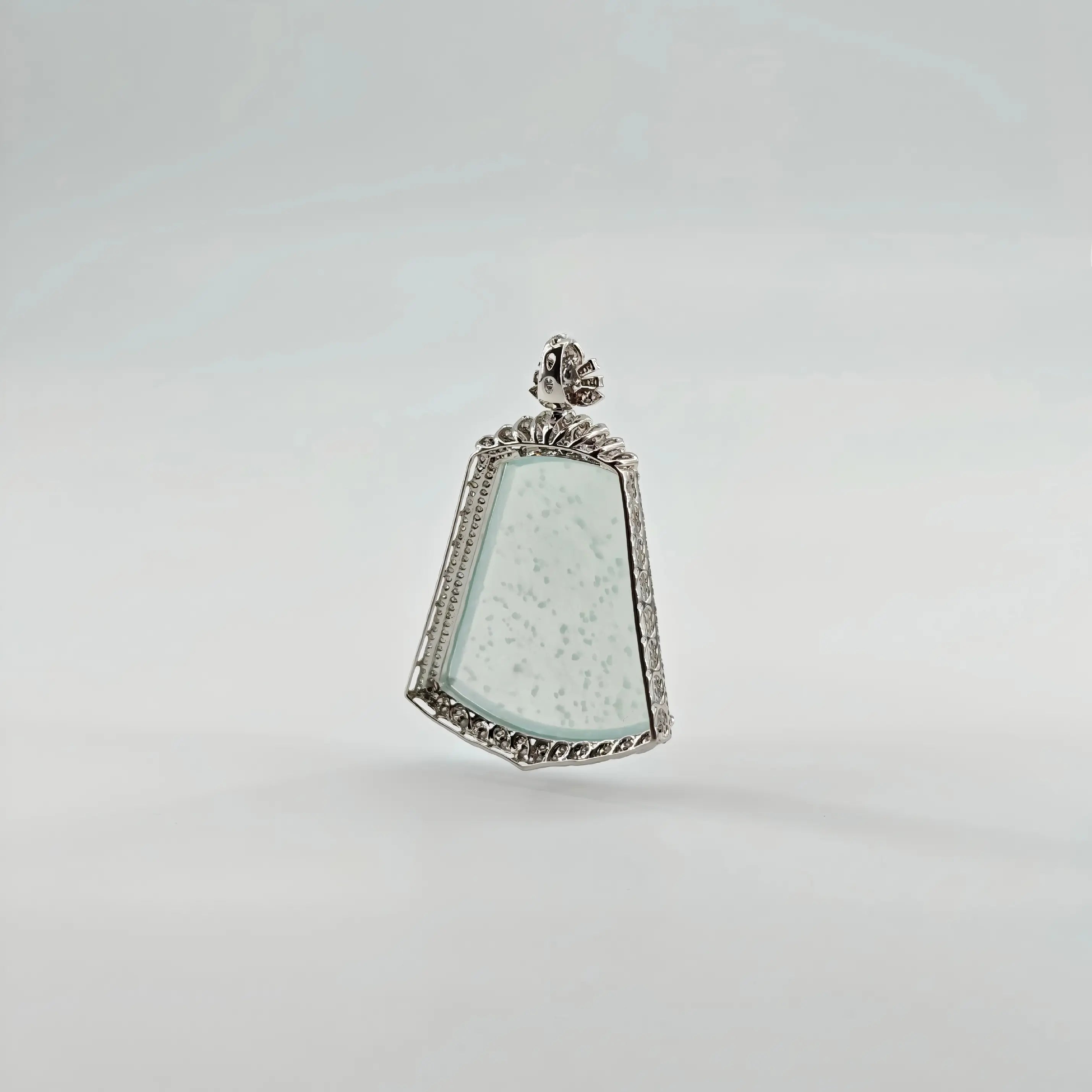 Myanmar Ice Cyan Snowflake Cotton Plain Plaque Jadeite Pendant