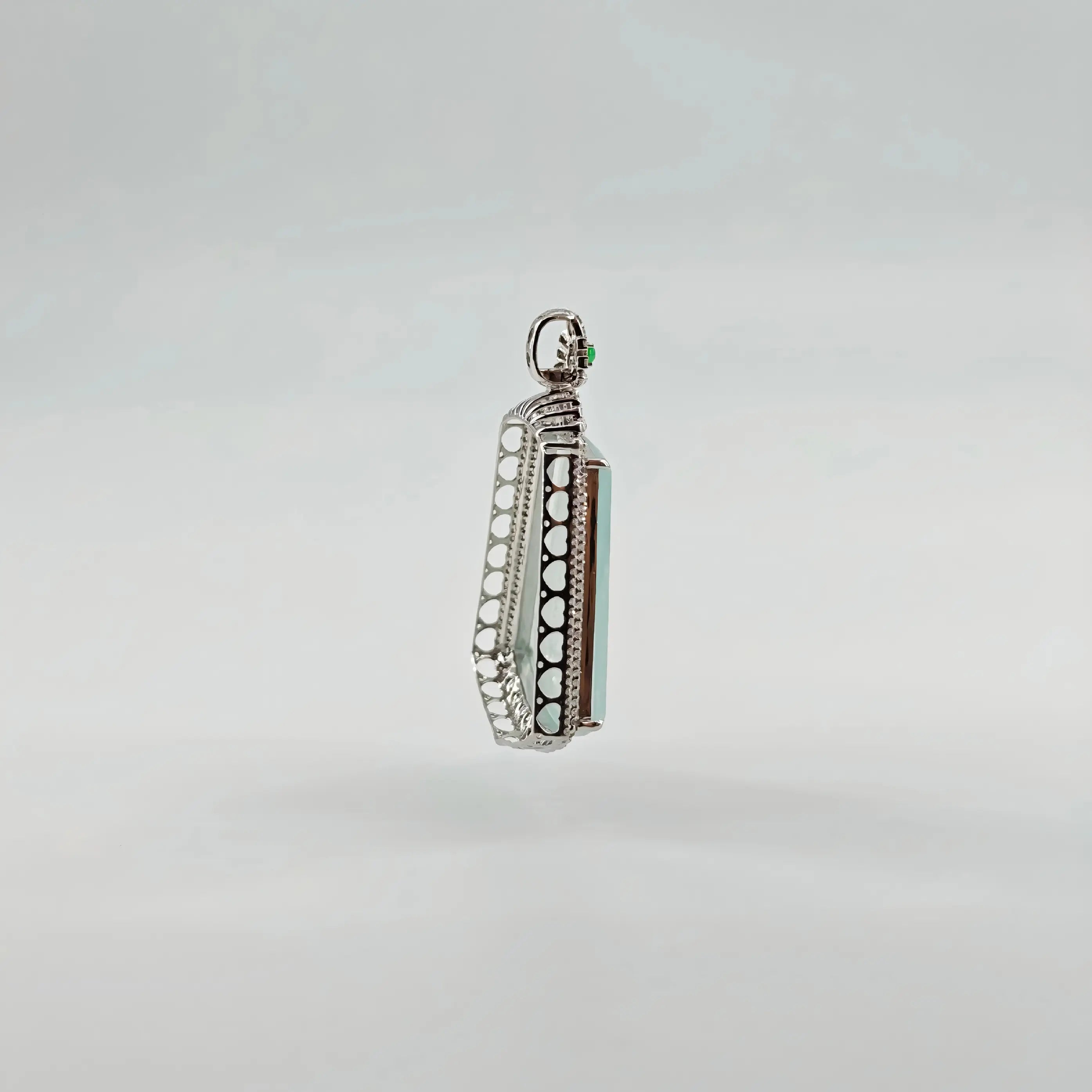 Myanmar Ice Cyan Snowflake Cotton Plain Plaque Jadeite Pendant