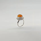 Myanmar Orange Yellow Cabochon Jadeite Ring