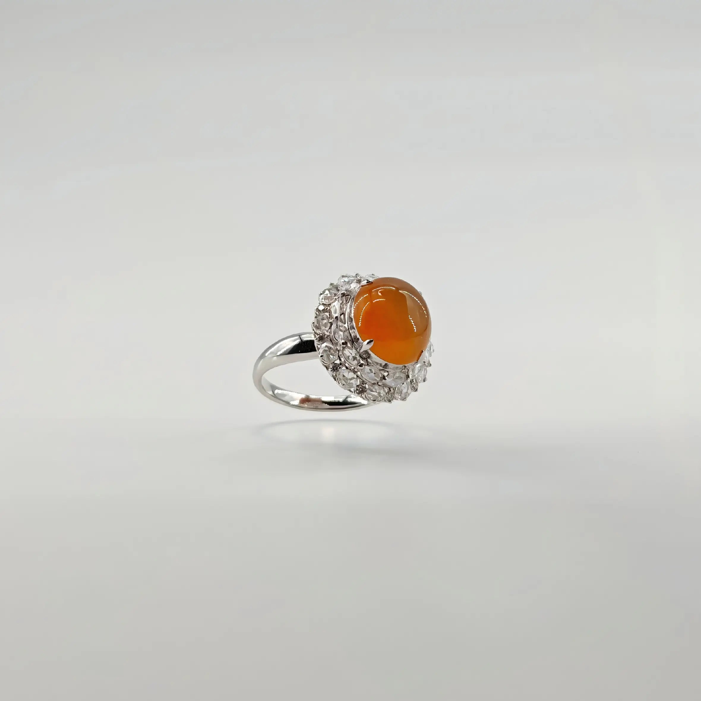 Myanmar Orange Yellow Cabochon Jadeite Ring