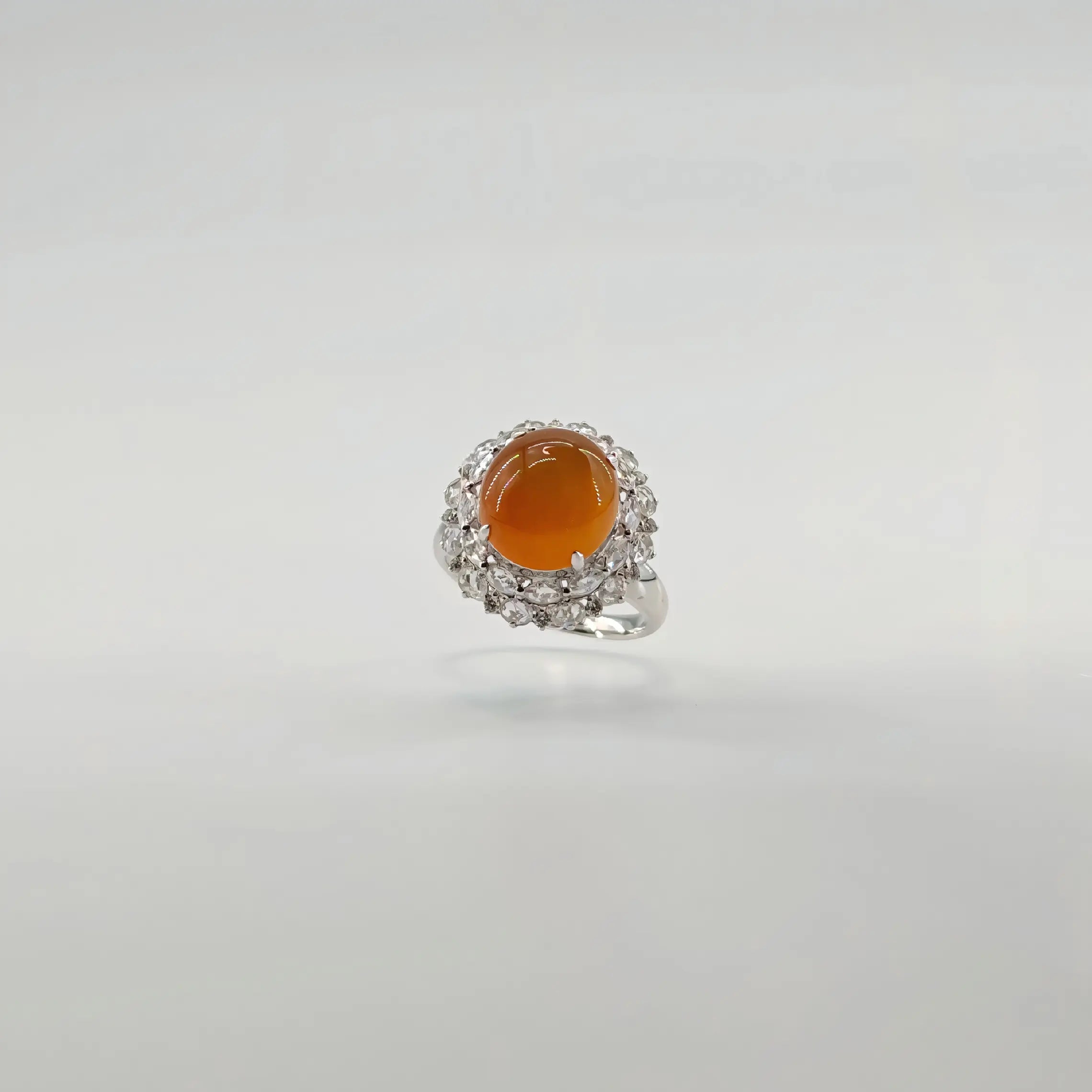 Myanmar Orange Yellow Cabochon Jadeite Ring
