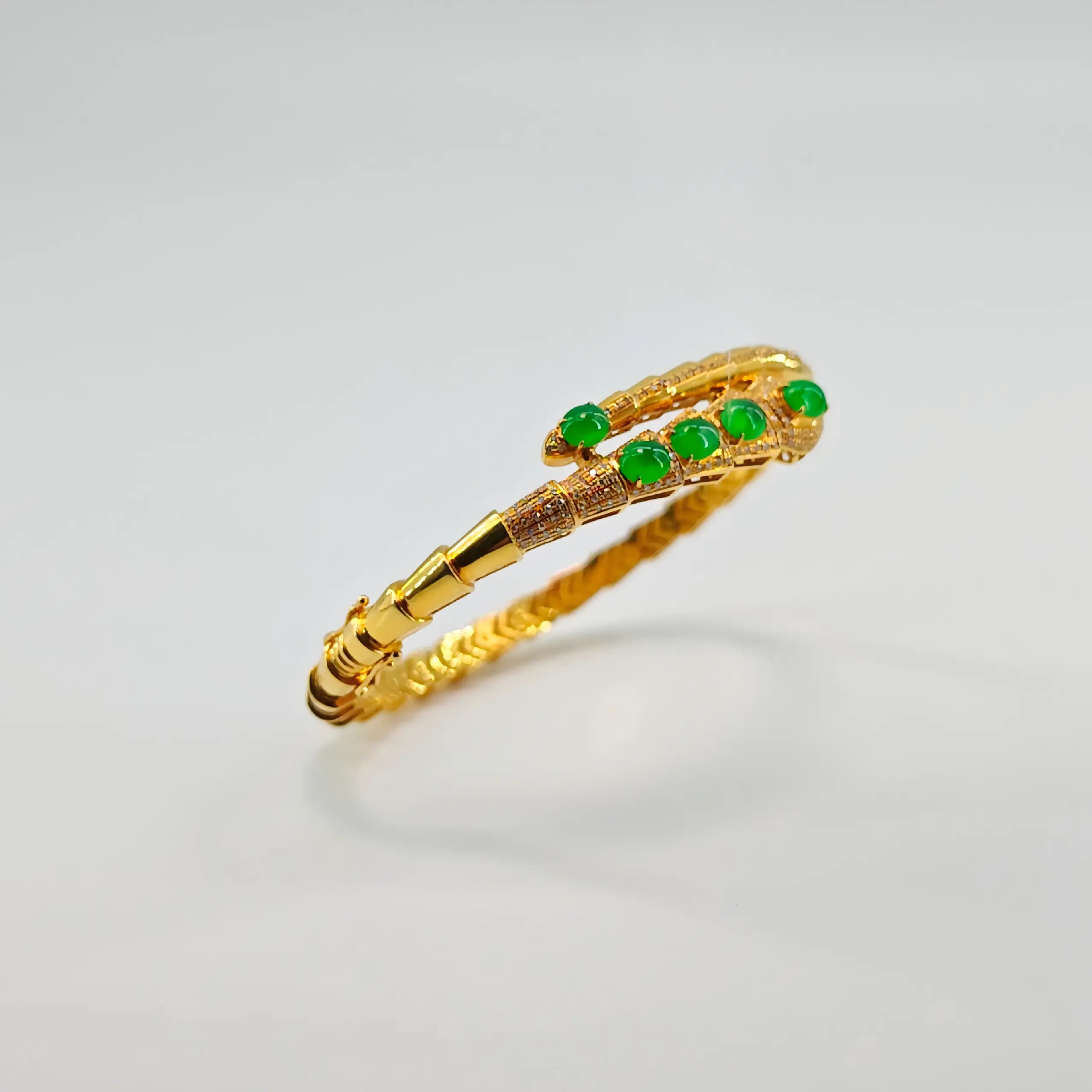 Myanmar Vivid Green Cabochon Jadeite Bangle