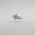 Myanmar White Ice Cabochon Jadeite Ring