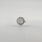 Myanmar White Ice Cabochon Jadeite Ring