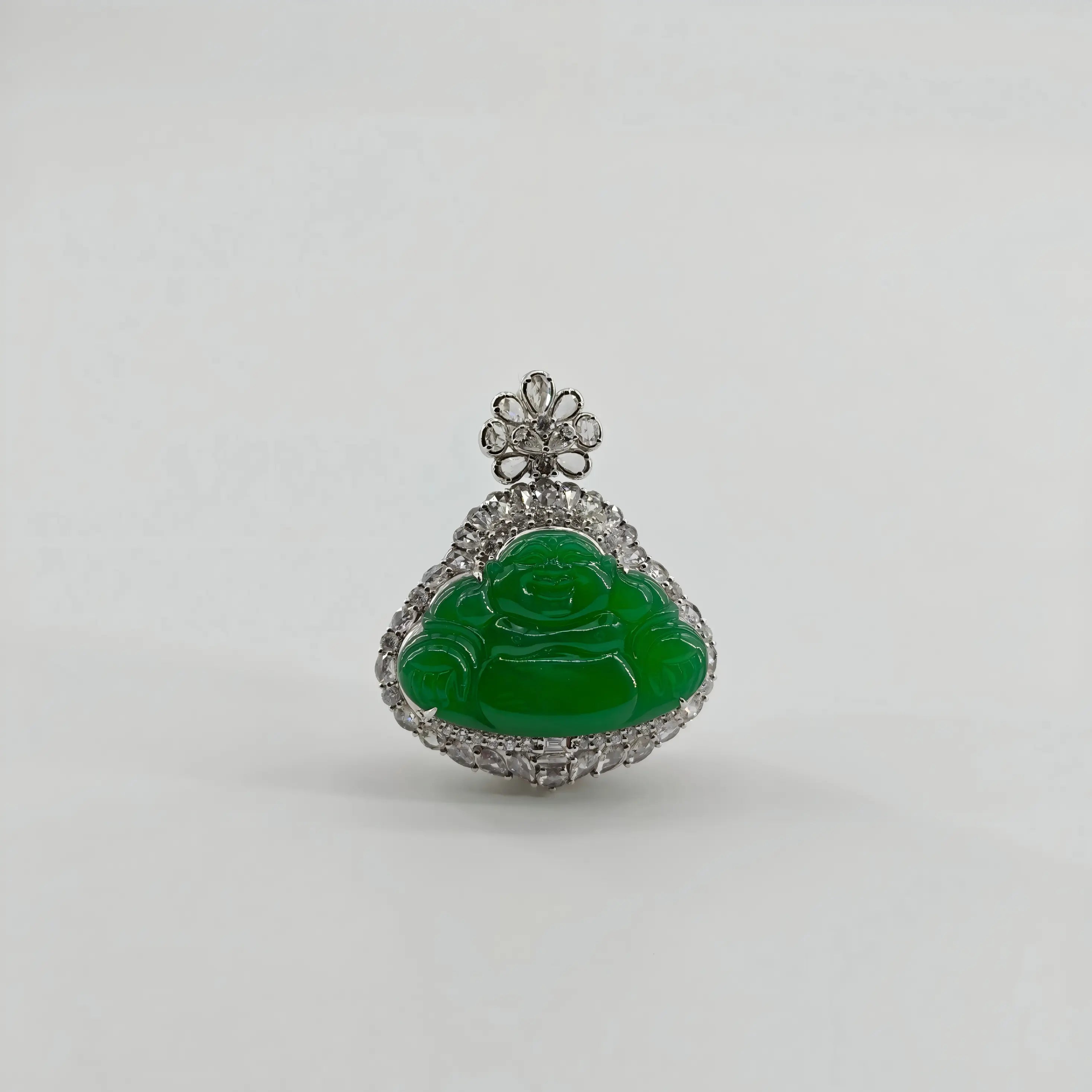 Burmese Vibrant Green Buddha Jadeite Pendant
