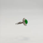 Myanmar Vibrant Green Cabochon Jadeite Ring