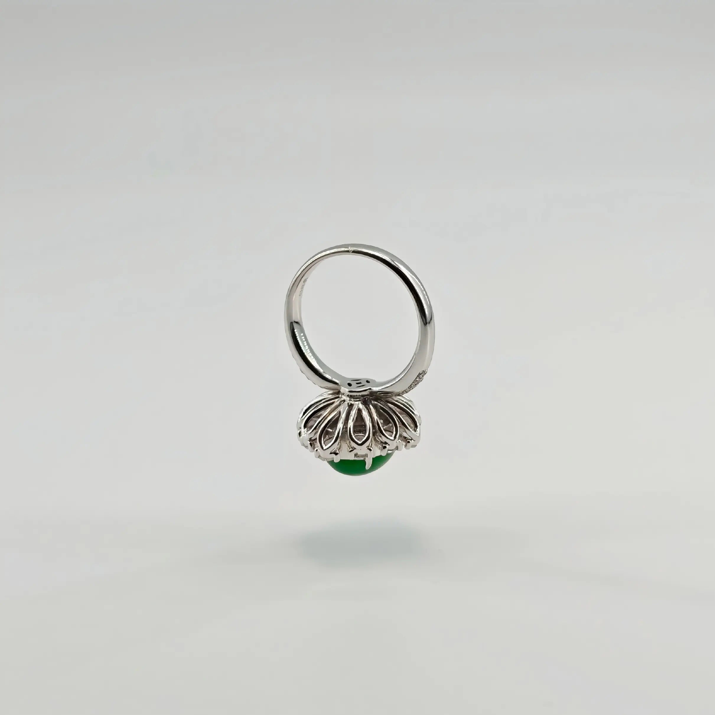 Myanmar Vibrant Green Cabochon Jadeite Ring