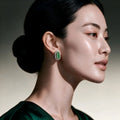 Burmese High-Icy Lustrous Ice Green Jadeite Fortune Bean Earrings