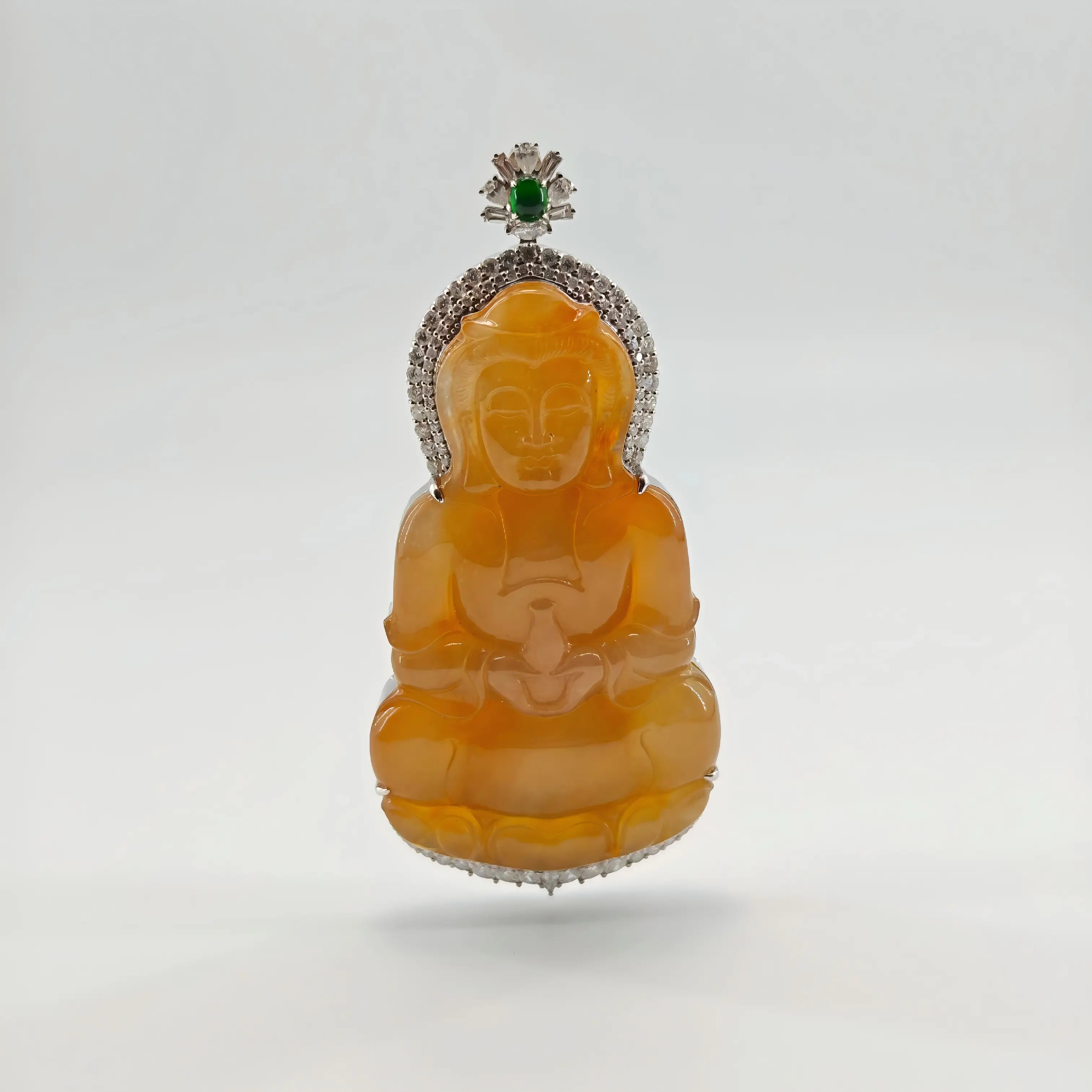 Myanmar High Ice Yellow Guanyin Jadeite Pendant