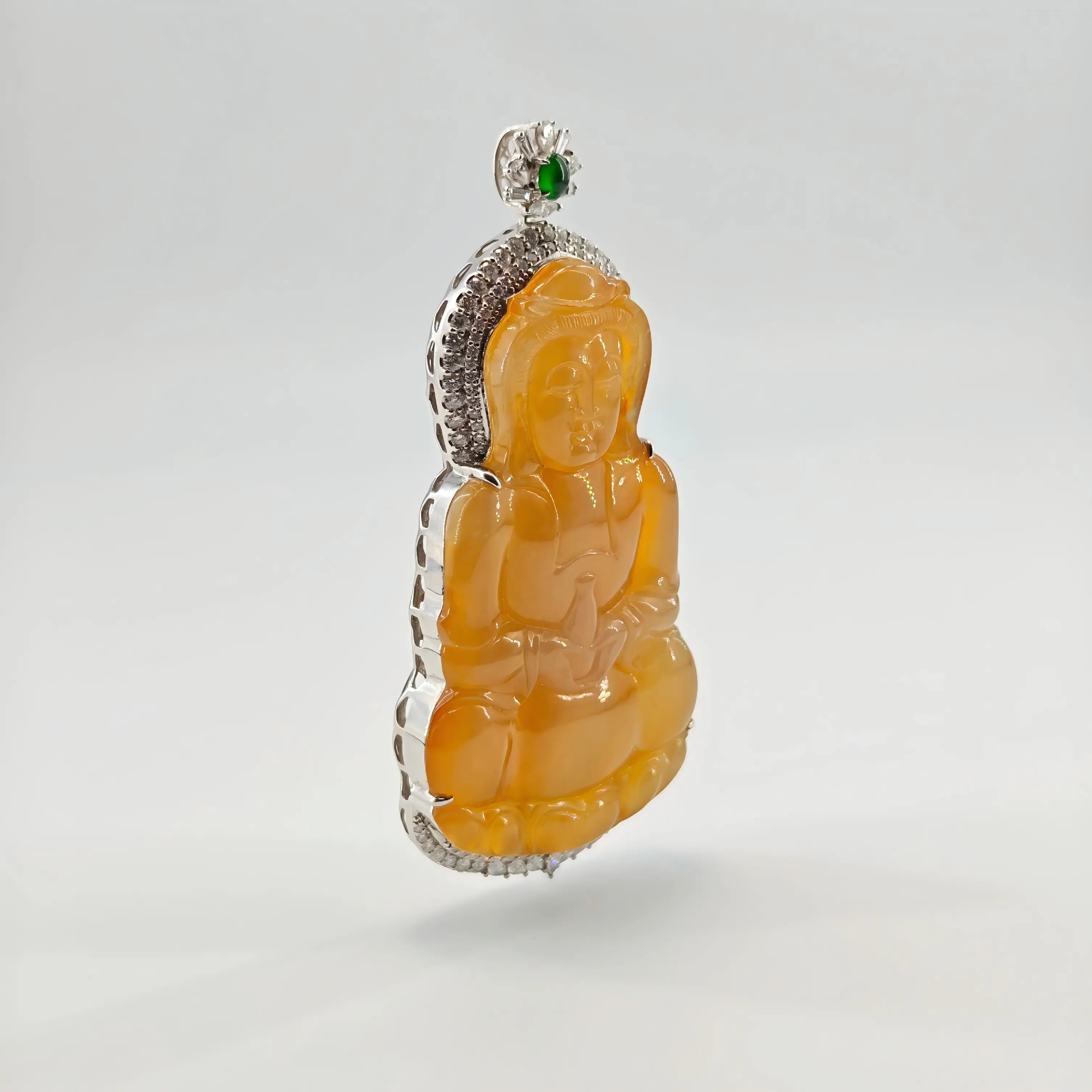 Myanmar High Ice Yellow Guanyin Jadeite Pendant