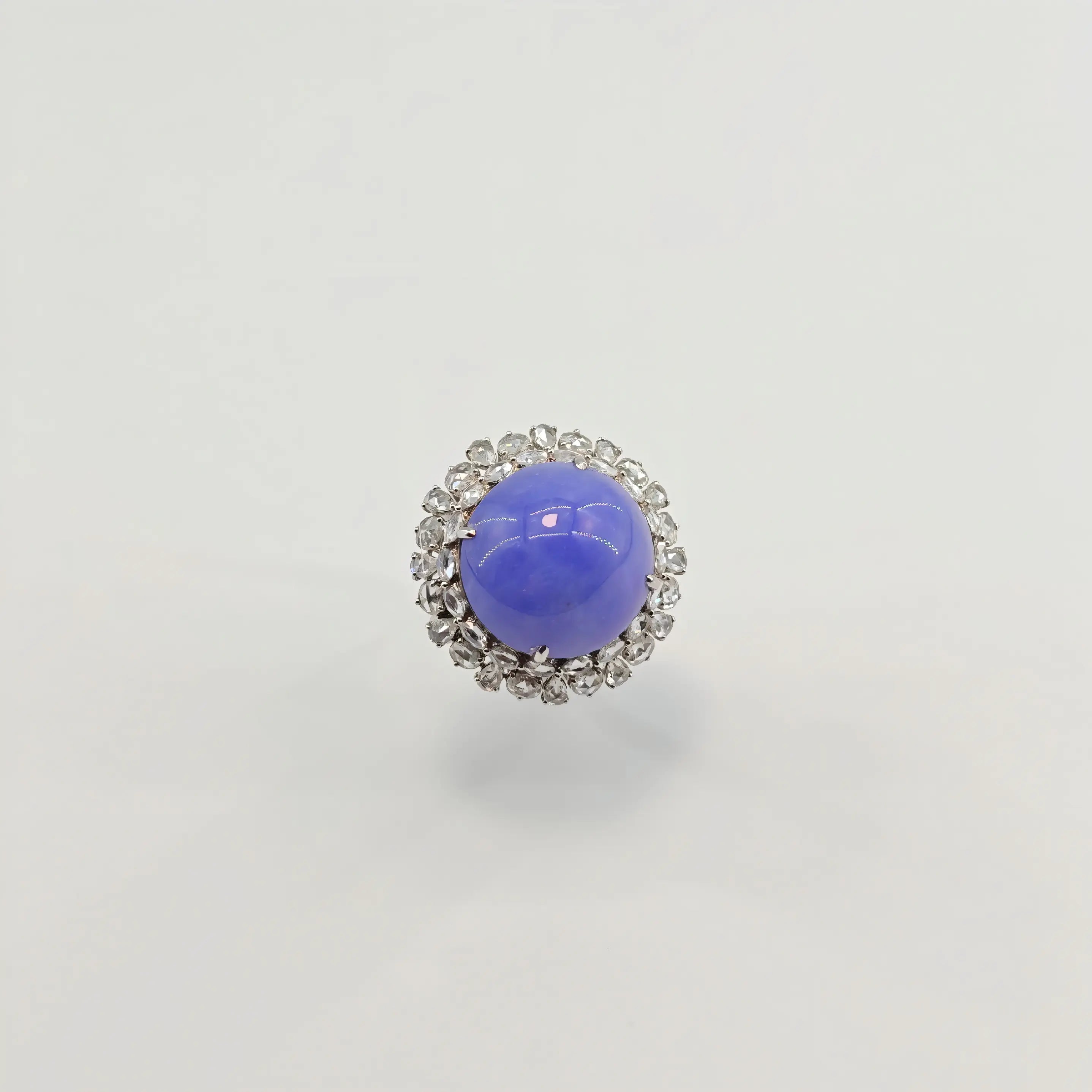 Myanmar Deep Purple Cabochon Jadeite Ring