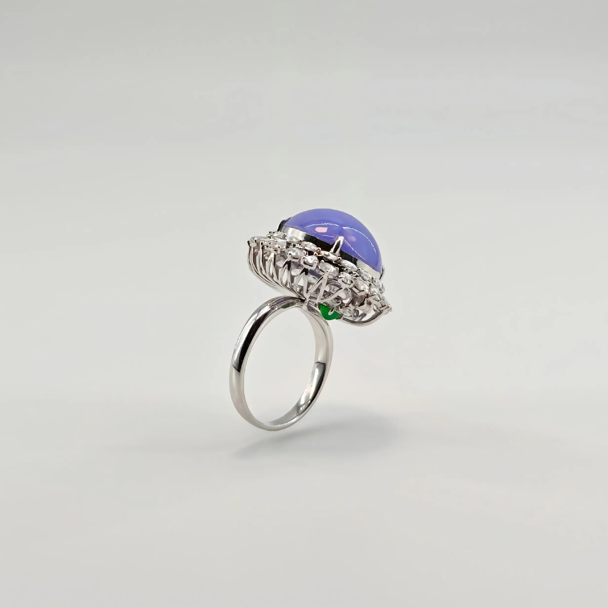 Myanmar Deep Purple Cabochon Jadeite Ring