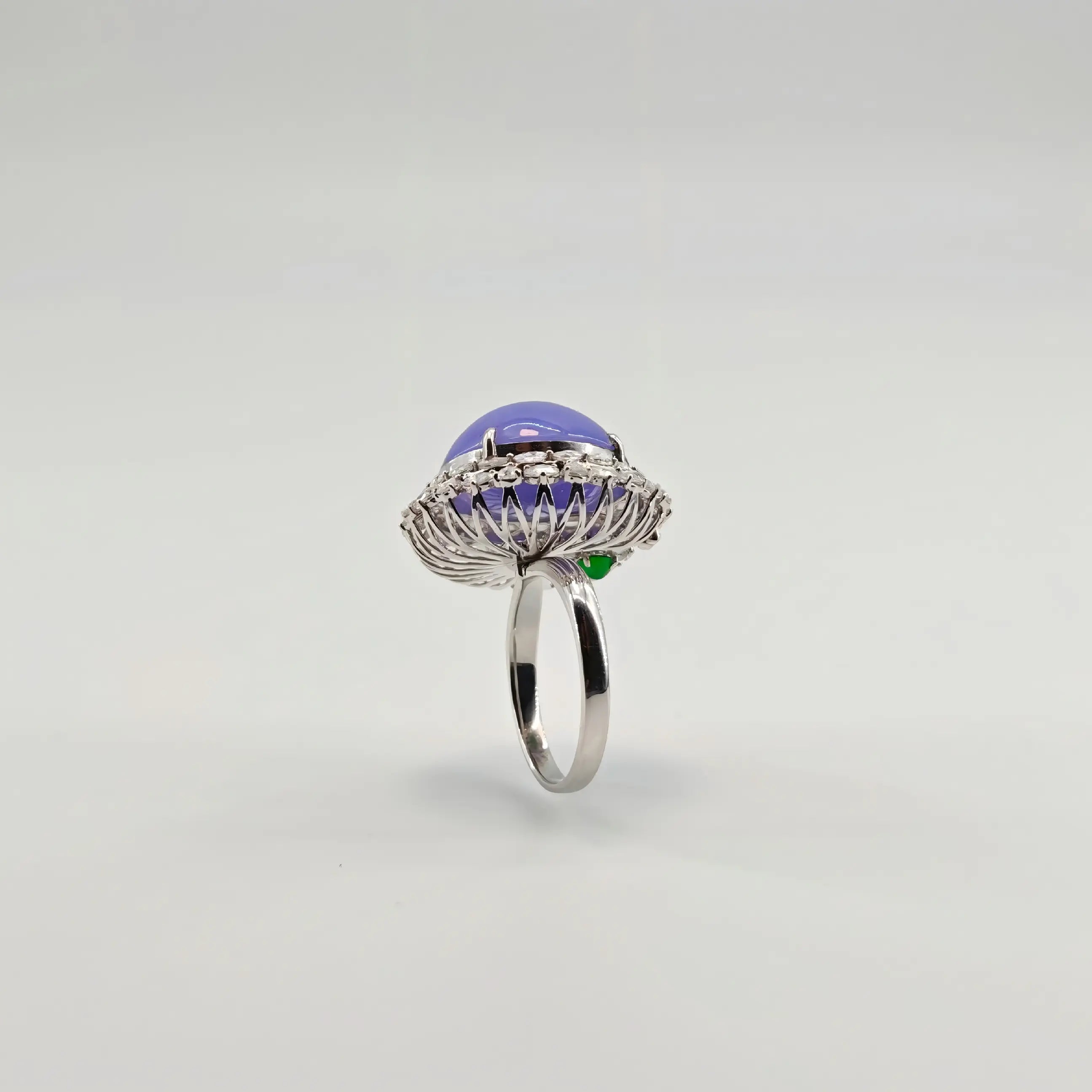 Myanmar Deep Purple Cabochon Jadeite Ring